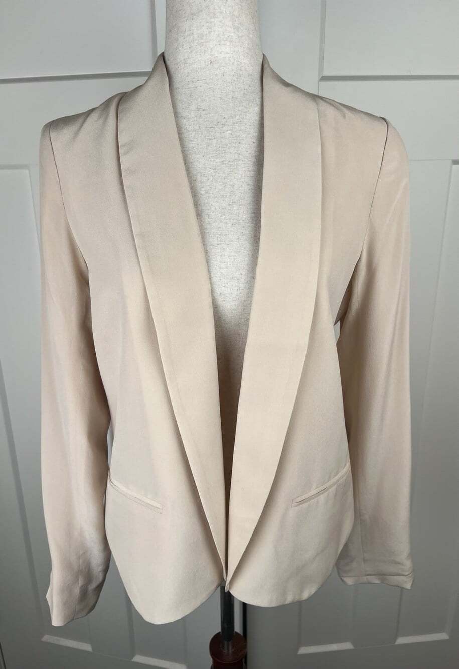 Cynthia Rowley 100% Silk Blazer Jacket Medium Blush Pink Shawl Collar NWT